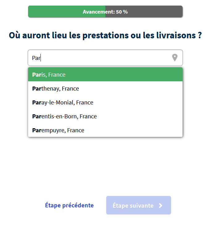 Capture d’écran du questionnaire pour définir ses besoins en agents de sécurité